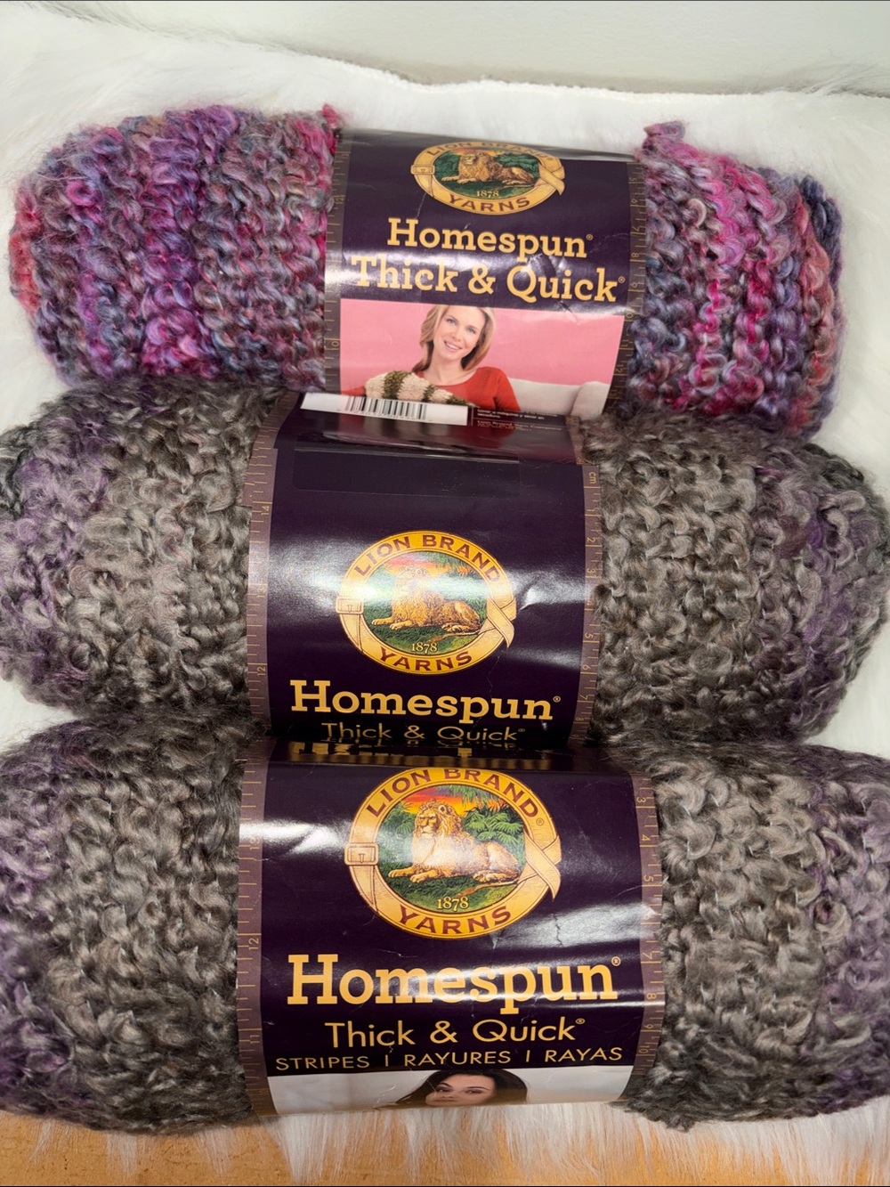 Homespun Thick & Quick Multicolor Yarn - Pink and Gray